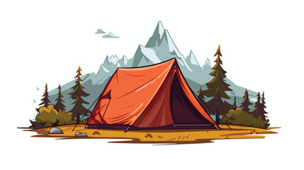 Isolated tent simple vector logo design 2d flat car - obrazy, fototapety, plakaty