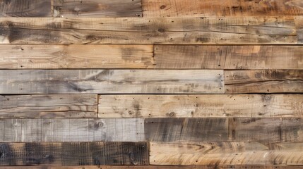 Reclaimed oak wood planks displaying a variety of natural tones and textures, showcasing the rustic charm and history inherent in recycled materials.