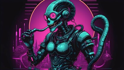A-Robotic-Snake-Charmer-With-A-Synthwave-Infused-F-Upscaled_2