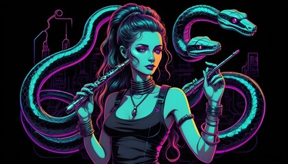 A-Robotic-Snake-Charmer-With-A-Synthwave-Infused-F-
