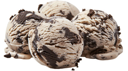 Creamy Cookies and Cream Ice Cream Delightfully Set on Transparent Background - Tempting Frozen Treat for Summer Indulgence