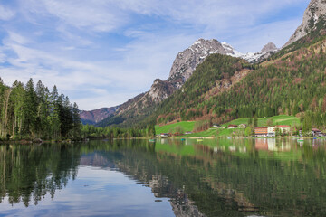Fototapeta na wymiar An extremely beautiful lake in the Alps. The magic of nature.