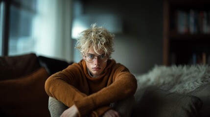  Disheveled teenager with glasses, look sharp.