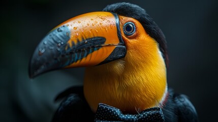 Fototapeta premium Striking portrait of toucan with vibrant plumage