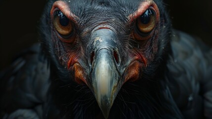 Macro shot capturing the piercing look of a majestic eagle's eyes and beak detail - obrazy, fototapety, plakaty
