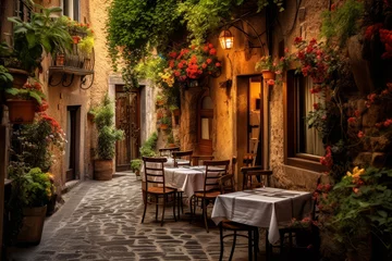 Foto op Canvas Tipico ristorante italiano nel vicolo storico fiorito © alexandro900