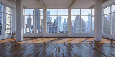 Minimalist s Loft with Sweeping City Skyline Views Serene Space for Creativity and Contemplation