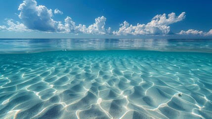 Serene tropical seascape with clear blue waters - obrazy, fototapety, plakaty