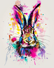 Colorful cute Rabbit graffiti illustration of a vector art ready to print 