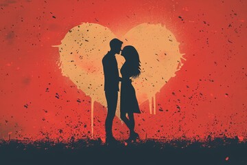 Explore Trendy Art in Love Visuals: Red Hearts and Passionate Graphics Combining Artistry and Romantic Design Concepts - obrazy, fototapety, plakaty