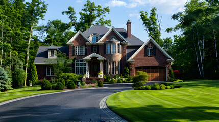 Fototapeta na wymiar Upscale Two-Story Residential Property Surrounded By Greenery in New Jersey