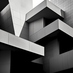 Abstract architectural details in black and white.