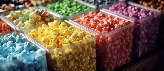 Multi colored food fillers for popcorn with a variety AI generated