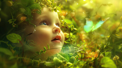 Whimsical Wonderland: A playful child immersed in a whimsical fairytale setting, where imagination runs wild and magic unfolds