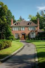 Fototapeta na wymiar Upscale Two-Story Residential Property Surrounded By Greenery in New Jersey