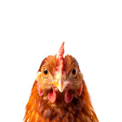 Close Up of a Chicken on White Background. Generative AI