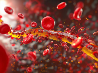 Virtual image showing cholesterol in the bloodstream
