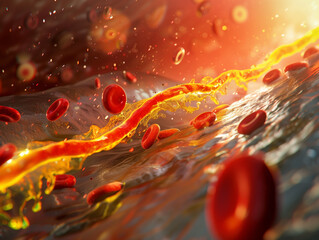 Virtual image showing cholesterol in the bloodstream
