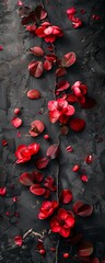composition featuring edible flowers from a high angle perspective Infuse a sense of elegance and sophistication through creative layout - obrazy, fototapety, plakaty