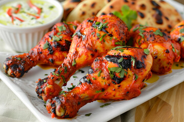 Succulent Tandoori Chicken Drumsticks with Fresh Herbs and Spices
