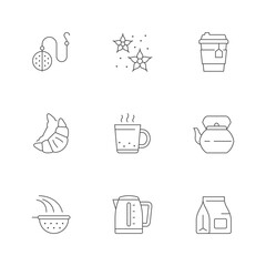 Set line icons of tea
