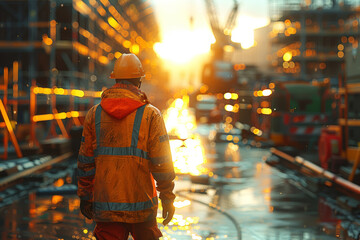 Obraz premium A critical safety protocol being followed in a construction site, emphasizing the importance of workplace safety. Concept of occupational health and safety. Generative Ai.