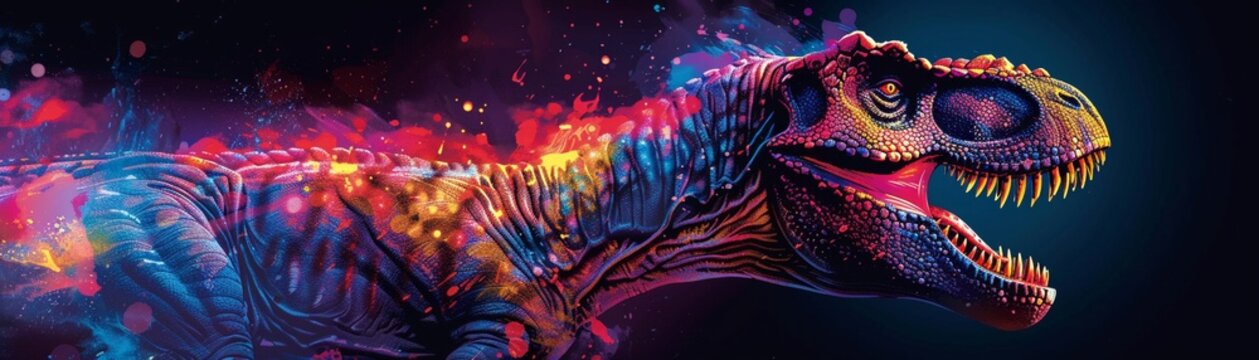 Roar into the digital age with a modern and edgy twist on the classic tyrannosaurus image Infuse the design with bold colors, sleek lines, and a touch of futuristic elements