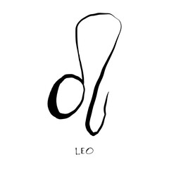 Leo zodiac sign, horoscope, quirky hand drawn vector illustration, black line art, tattoo design
