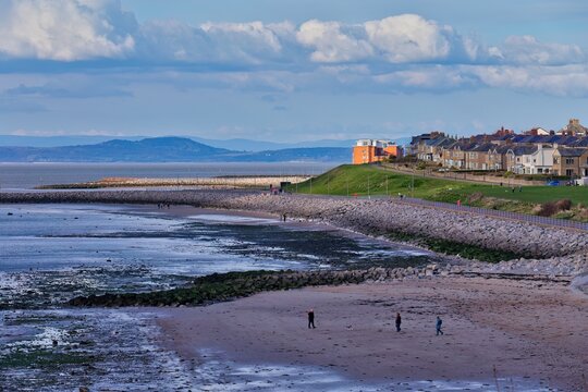 View of sea and city of morecambe