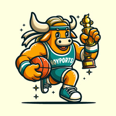 cartoon character mascot basketball for illustration vector 