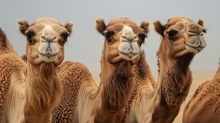 Fototapeta premium a group of camels