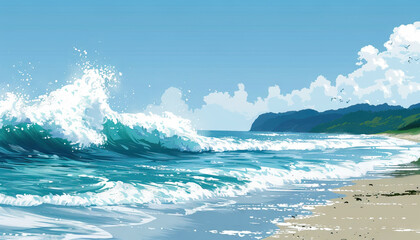 The distant sound of waves crashing against the shore evokes memories of peaceful beach days