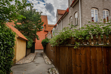 Fototapeta na wymiar Medieval and Hansa inspired living area Jakriborg in Hjarup, Sweden