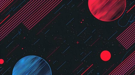 Obraz premium Simple abstract retro design in 80's style with colorful lines