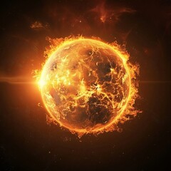 Fototapeta premium Artistic representation of intense solar flare activity erupting from the sun's surface.