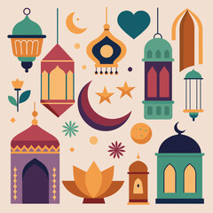 Fototapeta na wymiar Ramadan Kareem SVG Bundle: Celebrate Ramadan with Stunning Vector Graphics