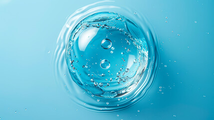 Ultra Sharp Bubble Drop Texture on Blue Background - Top View Macro Photography with High Details...