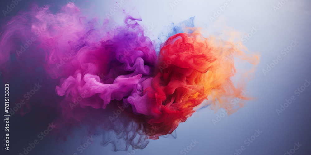 Wall mural rainbow smoke heart