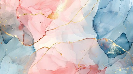 Watercolor art background vector. Wallpaper design with paint brush and gold line art. Earth tone blue, pink, ivory, beige watercolor Illustration for prints, wall art, cover and invitation cards  - obrazy, fototapety, plakaty