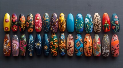 Collection of Painted Nails on Table - Powered by Adobe