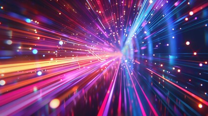 Abstract background with colorful light lines and glowing. Generate AI image