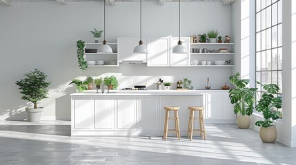 Abundant Plants in a Modern Kitchen