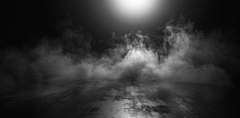 Abstract dark background with smoke mist and fog on road. Generate AI image