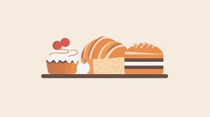 A minimalist style of delicious cakes and bread