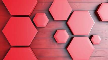 Obraz na płótnie Canvas A sleek and modern interior design featuring hexagonal accents in a bold and striking red hue, abstract , background