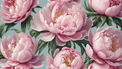Realistic pastel drawing of Soft pink peonies, with delicate shading and realistic details, using pastel pencils. - obrazy, fototapety, plakaty