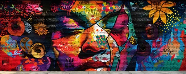Vibrant and Expressive Street Art Mural Capturing the Creative Energy of Urban Culture