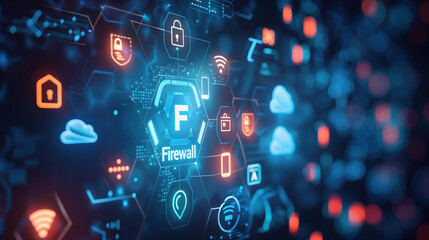 Fototapeta premium Firewall illustration. Network Security. Cyber