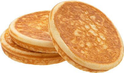 Stack of pancakes isolated on white background