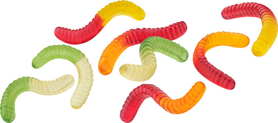 Gummy worm candies isolated